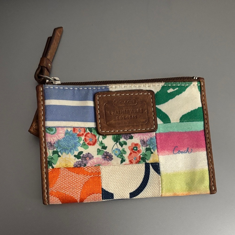 Rare Vintage Coach Colorful Patchwork Card Holder